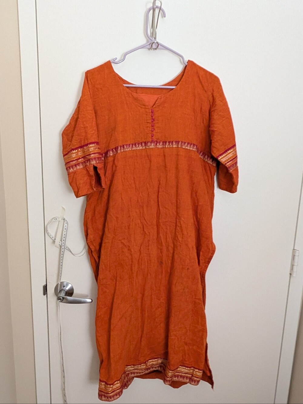 Orange And Pink Embroidered Kurti